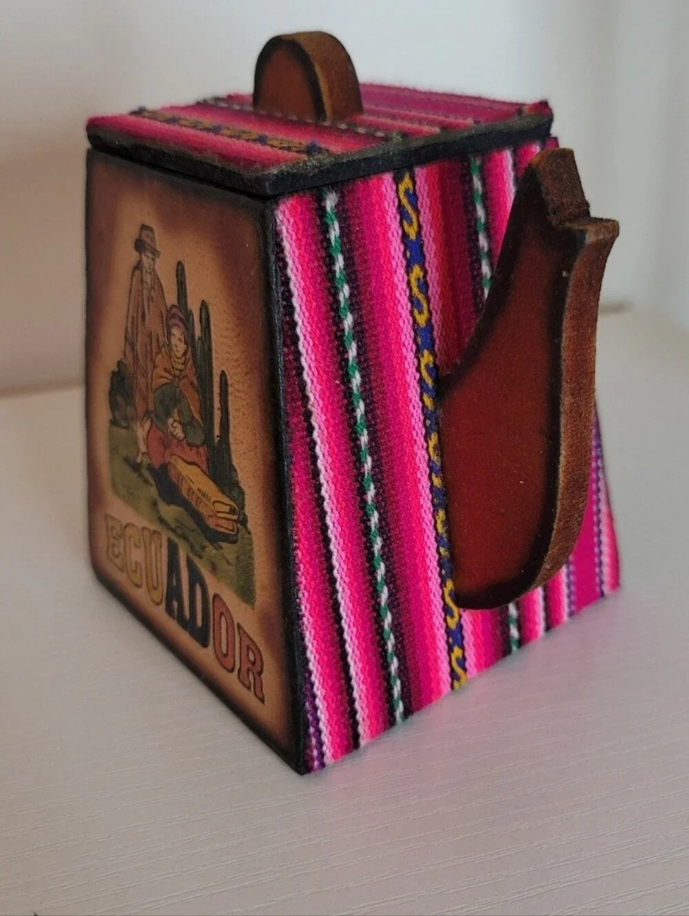 Vintage Ecuador Wood Teapot Tea Bag Ring Holder Cottagecore Latin Americana
